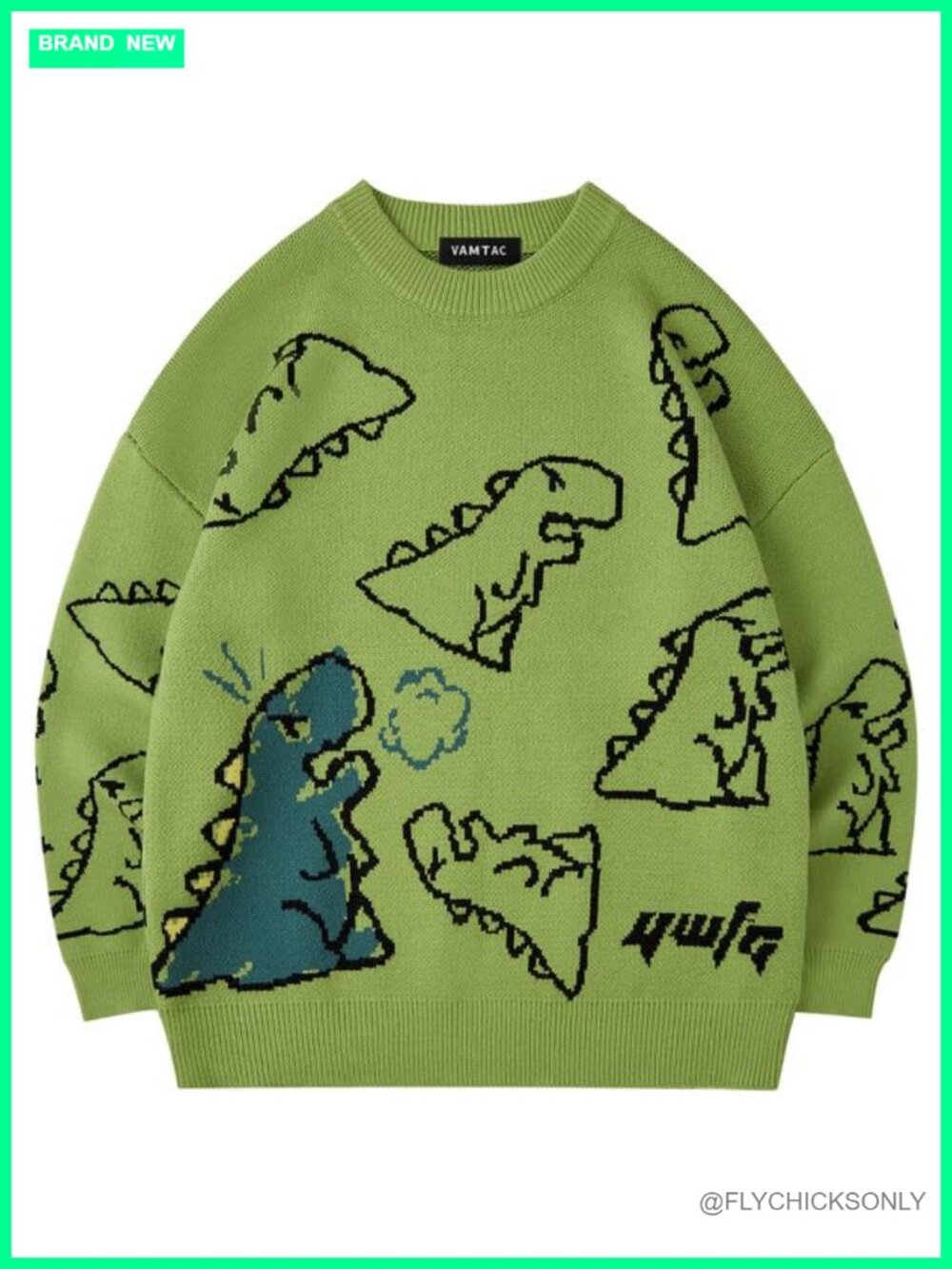 Oversized Vintage Graphic Crewneck Knit Pullover Sweater